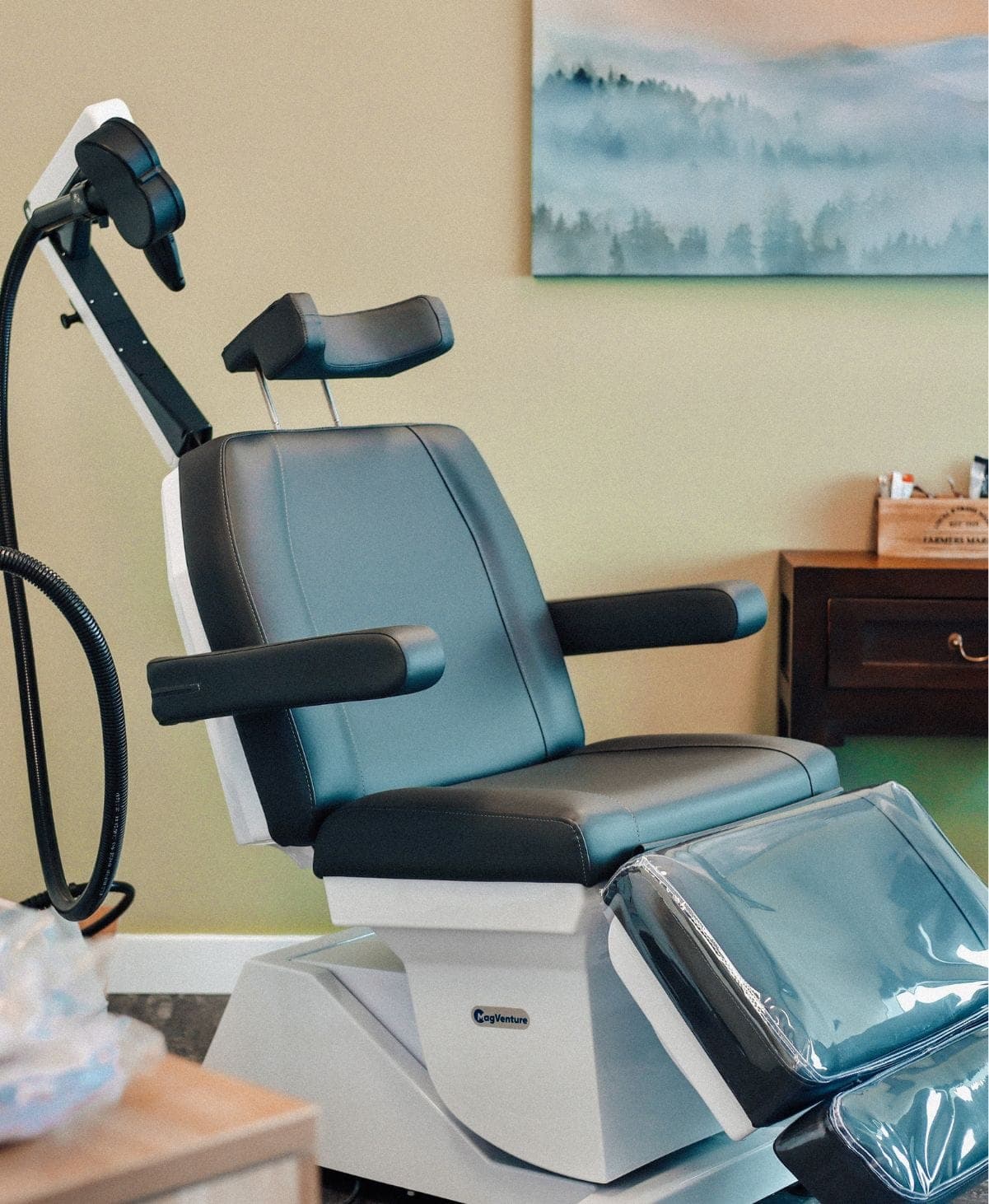 A client receiving rTMS treatment
